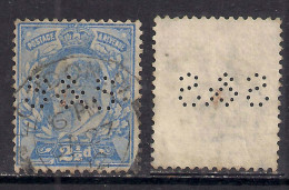 GB 1902 - 10 KEV11 2 1/2d Blue Perfins S & S...( F897 ) - Perfins