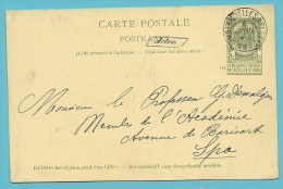 Entier 1895 Met Treinstempel (ambulant) AMBt. BRUXELLES-ARLON Met Omkaderde Naamstempel (griffe D´origine) ARLON - Bahnpoststempel