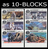 RAS AL KHAIMA 1972. Apollo. IMPERF.10-BLOCKS:6 (60 Stamps)  [non Dentelé, Geschnitten,no Dentado]] - Ra's Al-Chaima