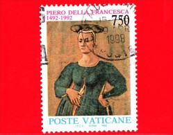 VATICANO  - USATO -1992 - 5º Centenario Della Morte Di Piero Della Francesca - 750 L. • Madonna Del Parto, Particolare - Oblitérés