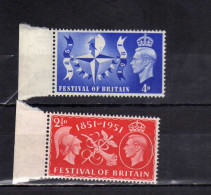 GREAT BRITAIN - GRAN BRETAGNA 1951 KING GEORGE VI FESTIVAL MNH - Unused Stamps