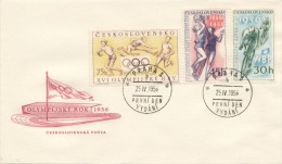 Czechoslovakia / First Day Cover (1956/05) Praha 3 (b): Cycling Peace Race, Melbourne Olympic Games, Women´s Basketball - Estate 1956: Melbourne