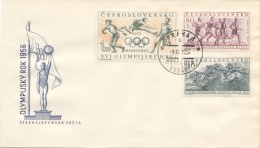 Czechoslovakia / First Day Cover (1956/10) Praha 3 (b): Great Pardubice Steeple Chase, Olympic Games Melbourne, Marathon - Verano 1956: Melbourne