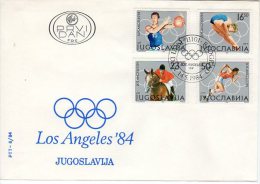 Delcampe - YUGOSLAVIA 1984 Summer Olympics: Los Angeles FDC.  Michel 2048-51 - FDC