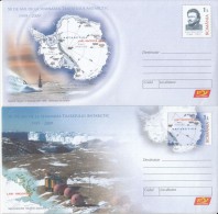 ANTARCTIC TREATY, SHIP, BASE, RACOVITA, COVER STATIONERY, ENTIER POSTAL, 2X, 2009, ROMANIA - Antarctic Treaty