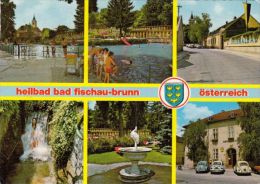 CPA BAD FISCHAU BRUNN- HEALTH RESORT, SWIMMING POOL, STREET, FOUNTAIN, CAR - Wiener Neustadt