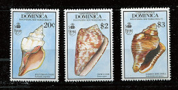 Dominique ** N° 1219 - 1221 - 1222 - Coquillages - Dominica (1978-...)