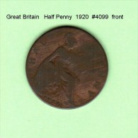 GREAT BRITAIN    1/2  PENNY  1920  (KM # 809) - C. 1/2 Penny