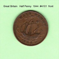 GREAT BRITAIN    1/2  PENNY  1944  (KM # 844) - C. 1/2 Penny
