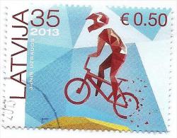2013 Latvia - Cucling - BMX - First Stamp Which Are Denominated In Lats And Euro  USED (O) - Lettonia