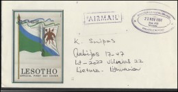 Delcampe - LESOTHO Brief Postal History Envelope Air Mail LS 006 Flags Coat Of Arms Service Mail - Lesotho (1966-...)