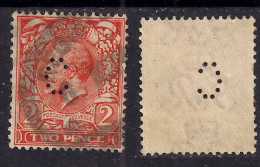 GB 1912 - 24 KGV 2d Orange Die 1 Perfins C Wmk 100...( 1376 ) - Perfins