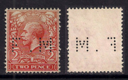 GB 1912 - 24 KGV 2d Orange Die 1 Perfins F M Wmk 100.unused No Gum...( 1375 ) - Gezähnt (perforiert)