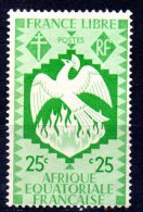 AEF 1941 Free French Issue - Phoenix  25c. - Green MNG - Nuevos
