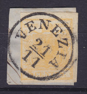 Lombardei & Venetien 1850 Mi. 1    5 C Wappen Deluxe VENEZIA Stempel Auf Briefstück Min. 600 € (2 Scans) - Eastern Austria