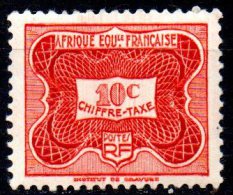 AEF 1947 Postage Due - 10c. - Red   MH - Unused Stamps