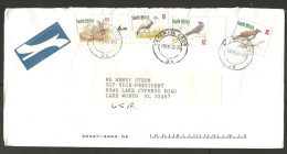 O) 1999 SOUTH AFRICA, ANIMALS, COVER TO LAKE WORTH-UNITED STATES, XF - Luftpost