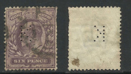 GB 1902 - 11 KEV11 6d Purple Perfins K Wmk 49... ( 1249 ) - Gezähnt (perforiert)