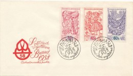 Czechoslovakia / First Day Cover (1958/04 A) Praha 3 (a): World Exhibition In Brussels 1958 - 1958 – Brussel (België)