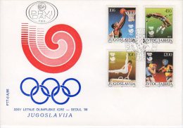 YUGOSLAVIA 1988 Olympic Games: Seoul  FDC.  Michel 2267-70 - FDC