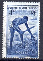 AOF 1947 Dahomey Labourer  - 4f. - Blue FU - Gebraucht