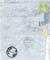 Brieflein  Luzern - Basel - Breslau           1872 - Storia Postale
