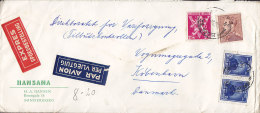 Belgium Per VLIEGTUIG Par Avion & EXPRES Spoedbestelling Labels JANSANA 1947 Cover Lettre Festival Film Stamp (2 Scans) - Cartas & Documentos