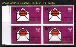 HONG KONG   Scott  # 300**  VF MINT NH BLOCK Of 4 - Nuovi