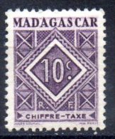 MADAGASCAR 1947 Postage Due - Numeral 10c. - Mauve   MH - Postage Due