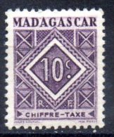 MADAGASCAR 1947 Postage Due - Numeral 10c. - Mauve   MH - Timbres-taxe