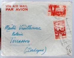Maroc Lettre Par Avion Via Air Mail CAD ? 12-04-1949 / 2 Tp Pour Notaire Vieillecroze Terrasson - Covers & Documents