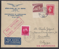 BELGIQUE - 1947 -  INAUGURATION DE L'AERODROME DE NAMUR - VOL SPECIAL NAMUR - AMSTERDAM - - Storia Postale