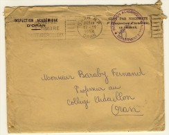 FRANCHISE POSTALE  -  " Inspection Académique / Département D'Oran " -  " ORAN RP /  17.11.1954 " - Storia Postale