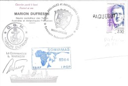 10290  MARION DUFRESNE - MD 64 SOMIRMAS à VICTORIA 14/4/90 - Tàd Au Dos - Lettres & Documents