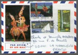 Polynésie Française Lettre Illustrée Folklore  Par Avion By Air Mail CAD 199.? / 3 Tp Pour Mr Bernard La Madeleine Nord - Lettres & Documents