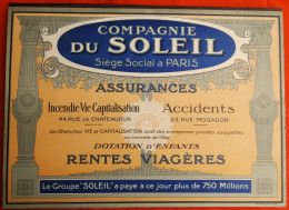 Publicité Cartonnée -  COMPAGNIE DU SOLEIL  ASSURANCES PARIS  - 1925  Calendrier PERPETUEL  - SUPERBE - Targhe Di Cartone