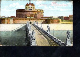 F1965 Roma ( Italie ) Cartolina Illustrata Di  Ponte  Elio Ed Avanzi Del Mausoleo Di Adriano - Castle, Chateau, Schloss - Castel Sant'Angelo