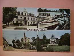 CPSM SARTROUVILLE  N°12.709 L HOTEL DE VILLE-BORDS DE SEINE- L EGLISE ET LE DISPENSAIRE - ECRITE EN 1963 - Sartrouville