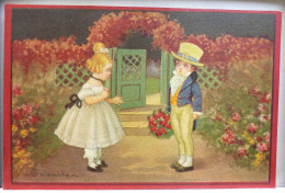 CPA Litho Illustrateur COLOMBO ULTRA MGA M.G.A. DUO ENFANT Elegant Bouquet Fleur Dans Parc - Colombo, E.