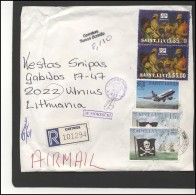 ST. LUCIA Brief Postal History Envelope Air Mail LC 013 Music Jazz Ships Pirates Aviation Plane - St.Lucia (1979-...)