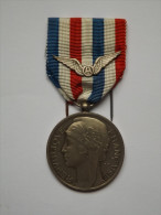 MEDAILLE - REPUBLIQUE FRANCAISE - AERONAUTIQUE - TRAVAIL, DEVOUEMENT, HONNEUR - MORTON - + RUBANS - ARGENT - Frankrijk