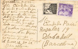 7782 Postal BARCELONA 1942. Recargo Exposicion. Vista De GANDIA (Valencia) - Barcellona