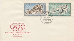 Czechoslovakia / First Day Cover (1960/03), Praha 3 (a) - Theme: Hockey, Figure Skating (Olympic Games 1960 Squaw Valley - Hiver 1960: Squaw Valley