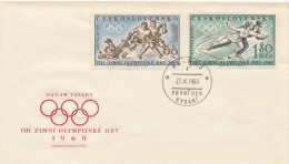 Czechoslovakia / First Day Cover (1960/03), Praha 3 (d) - Theme: Hockey, Figure Skating (Olympic Games 1960 Squaw Valley - Winter 1960: Squaw Valley