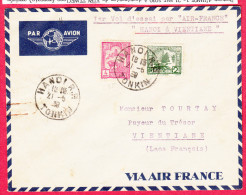 1° Vol D'essai Par Air France.Hanoi A Vientane (Laos)21/5/1939. - Briefe U. Dokumente