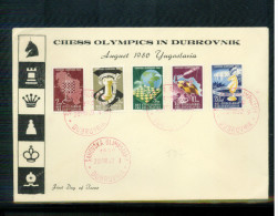 Jugoslawien / Yugoslavia / Yougoslavie 1950 Schach Olympiade / Chess Olympiad Dubrovnik Michel 616-620 FDC  Red Postmark - FDC