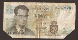 België Belgique Belgium 15 06 1964 20 Francs Atomium Baudouin. 2 D 4995290 - 20 Franchi