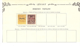 LEVANT FRANCAIS  1885/1901 Lot De 2 Timbres Oblitérés Avec Charnières Sur Fragment De  Page D´ancien Album - Gebraucht