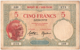 Billet, Côte Française Des Somalis, 5 Francs, 1936, TTB+ - Somalia