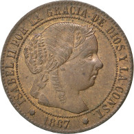 Monnaie, Espagne, Isabel II, 1/2 Centimo, 1867, Barcelone, SUP, Cuivre, KM:632.1 - Premières Frappes